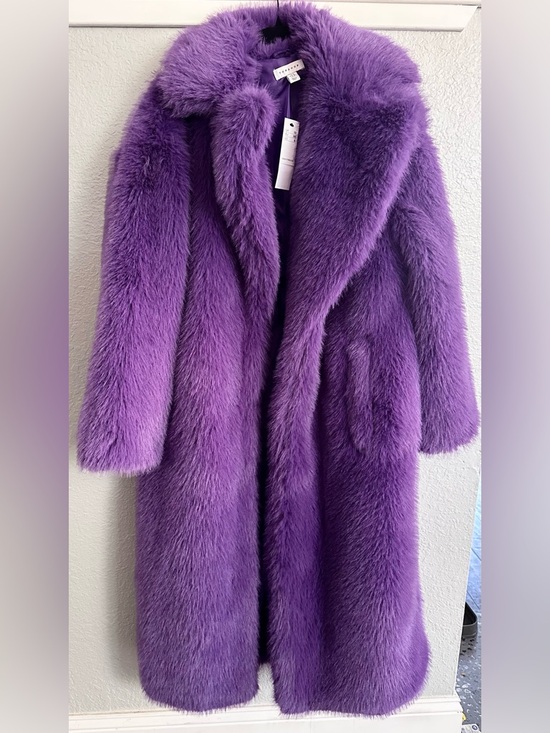 Topshop Jackets & Blazers - Topshop Purple Faux Fur Coat NWT Statement Teddy Coat Size 6